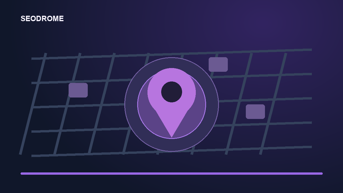Schematische kaart met een locatiepunt voor lokale klantenwerving