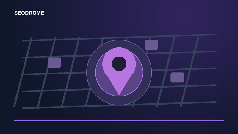 Schematische kaart met een locatiepunt voor lokale klantenwerving